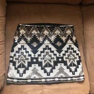 Express sequin mini skirt, Black/white/silver, XS